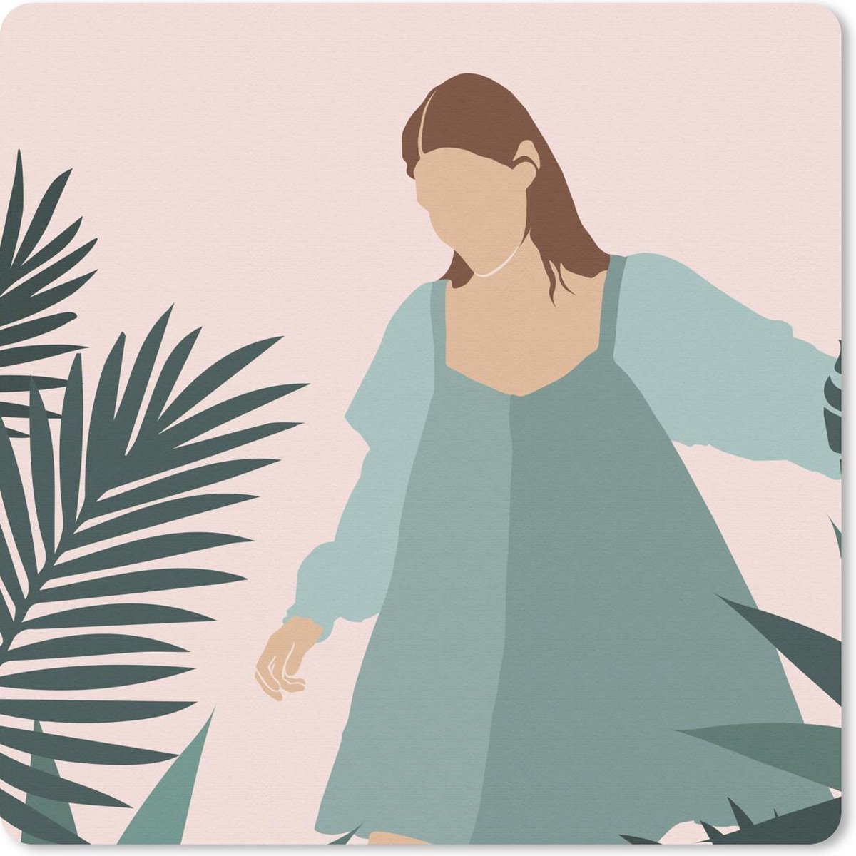 Muismat 30x30 cm - Mousepad Zomer - Vrouw - Planten - Muismatten
