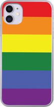 Geschikt voor iPhone 11 hoesje - Regenboog - Pride - Regenboog Vlag - Siliconen Telefoonhoesje