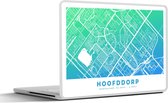 Laptop sticker - 13.3 inch - Stadskaart - Hoofddorp - Groen - Blauw - 31x22,5cm - Laptopstickers - Laptop skin - Cover