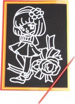 kraskaart rozenmeisje 9 x 13 cm zwart 2-delig