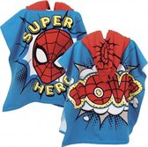 poncho Spiderman 55 x 55 cm katoen blauw/rood