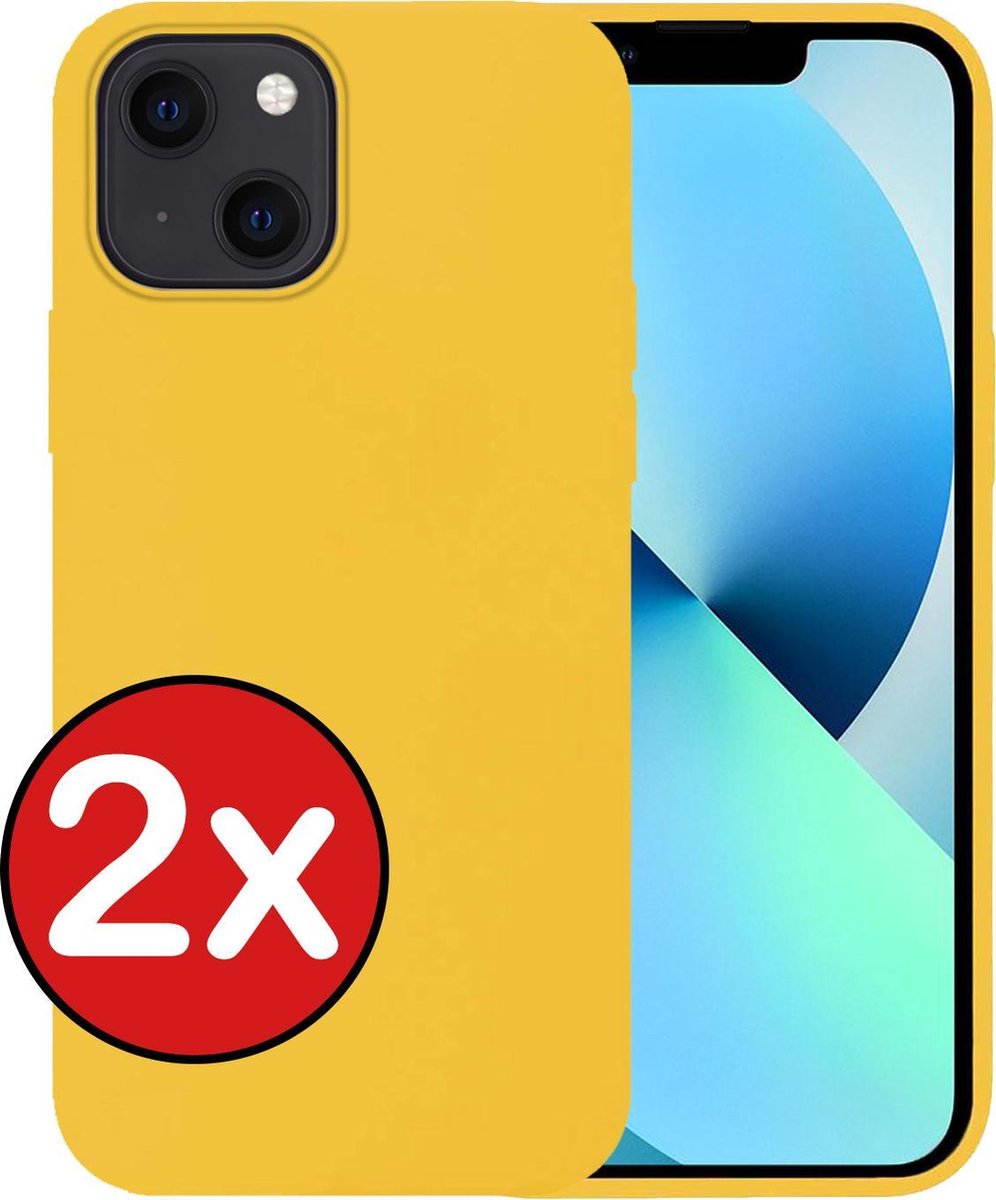 Hoesje - 2 Stuks - Geschikt voor Apple iPhone 13 Mini - Sterk & Shockproof - Telefoonhoes - Back Cover - Case Siliconen - Telefoon Hoes - Geel