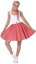 Karnival Costumes Polkadot 50's Rok & Sjaaltje Carnavalskleding Dames Carnaval - Polyester - Maat XL - Rood - 2-Delig Rok/Nek Accessoire