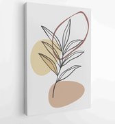 Canvas schilderij - Foliage line art drawing with abstract shape. Abstract Plant Art design for print, cover, wallpaper, Minimal and natural wall art. 4 -    – 1823785502 - 40-30 V