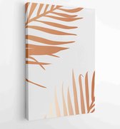 Canvas schilderij - Tropical line arts hand draw gold exotic flower and leaves. Design for packaging design, social media post, cover, banner, Wall arts. 2 -    – 1814260235 - 40-3