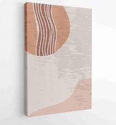 Canvas schilderij - Earth tones landscapes backgrounds set with moon and sun. Abstract Plant Art design for print, cover, wallpaper, Minimal and natural wall art. 2 -    – 18278527