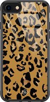 iPhone SE 2020 hoesje glass - Jungle wildcat | Apple iPhone SE (2020) case | Hardcase backcover zwart