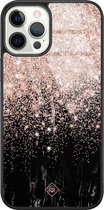 iPhone 12 Pro hoesje glass - Marmer twist | Apple iPhone 12 Pro  case | Hardcase backcover zwart