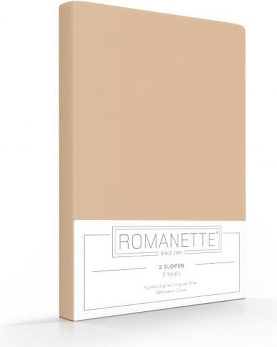 Romanette Kussenslopen Katoen Camel (2 Stuks) - 65 x 65 cm - [Beige]