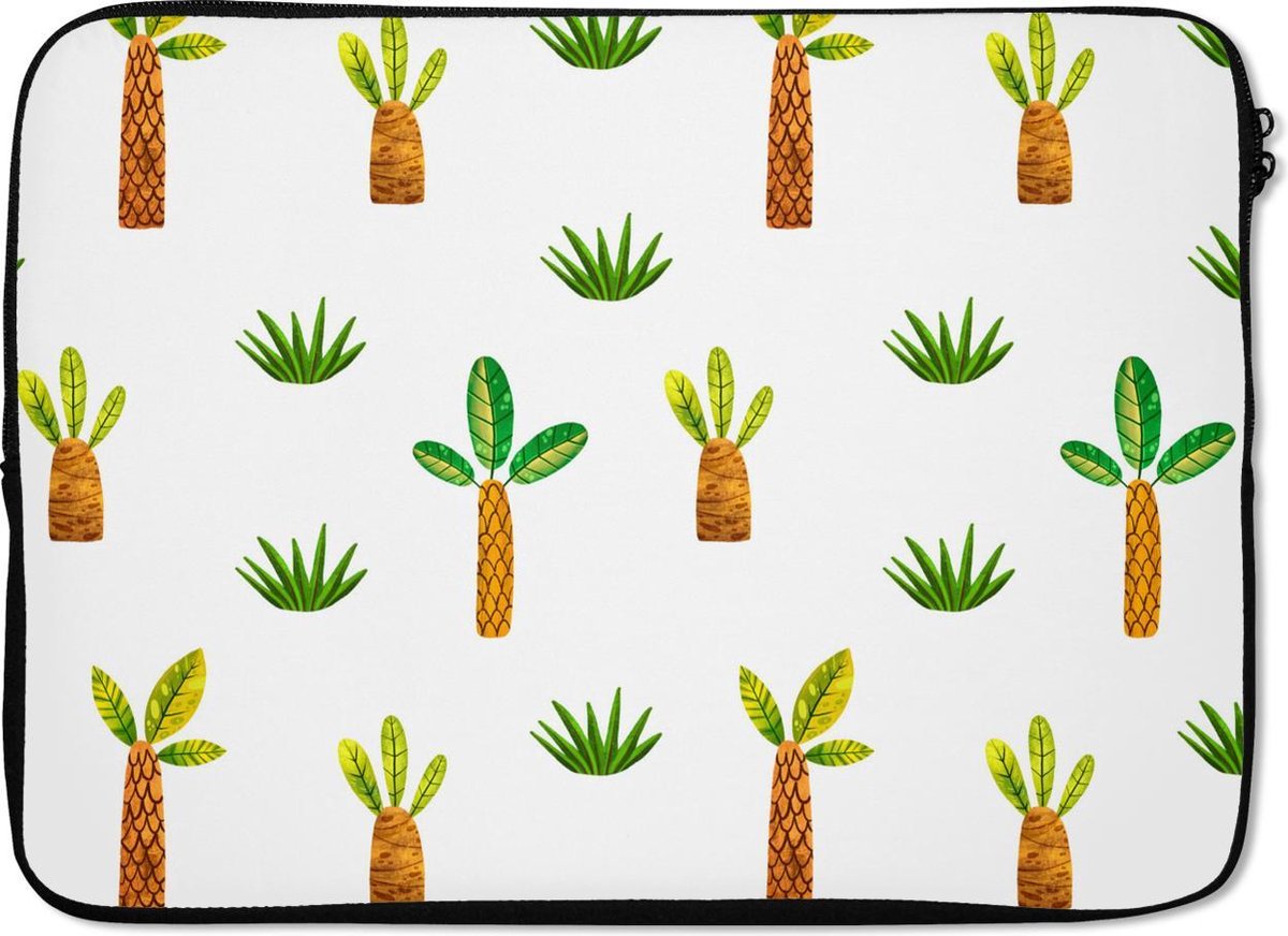 Laptophoes 13 inch - Jungle - Gras - Boom - Laptop sleeve - Binnenmaat 32x22,5 cm - Zwarte achterkant