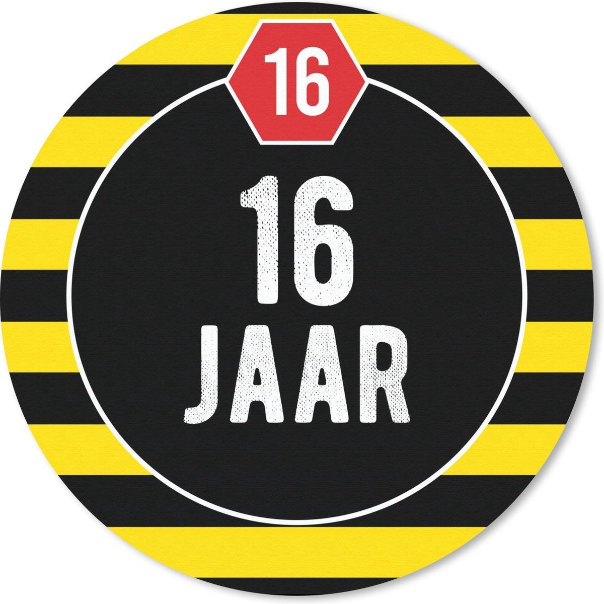 Muismat rond 40x40 cm - Mousepad Jubileum - 16 jaar - Quote - Decoratie - Ronde muismatten
