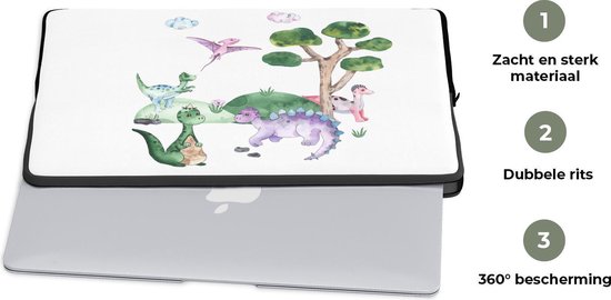 Housse ordinateur portable 13 pouces - Chambre d'enfant - Couleurs - Dinosaurus - Garçons - Filles - Enfants - Housse ordinateur portable - Dimensions intérieures 32x22,5 cm