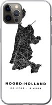 Geschikt voor iPhone 12 Pro Max hoesje - Noord-Holland - Wegenkaart Nederland - Zwart - Siliconen Telefoonhoesje