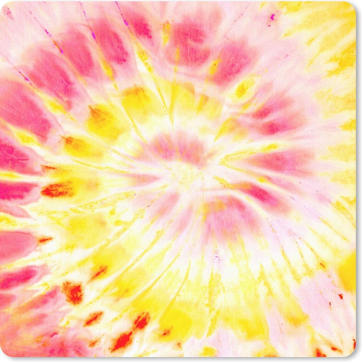 Muismat 30x30 cm - Mousepad Tie dye - Geel - Roze - Muismatten