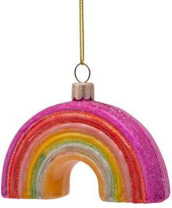 Ornament glass multi soft color rainbow H6cm