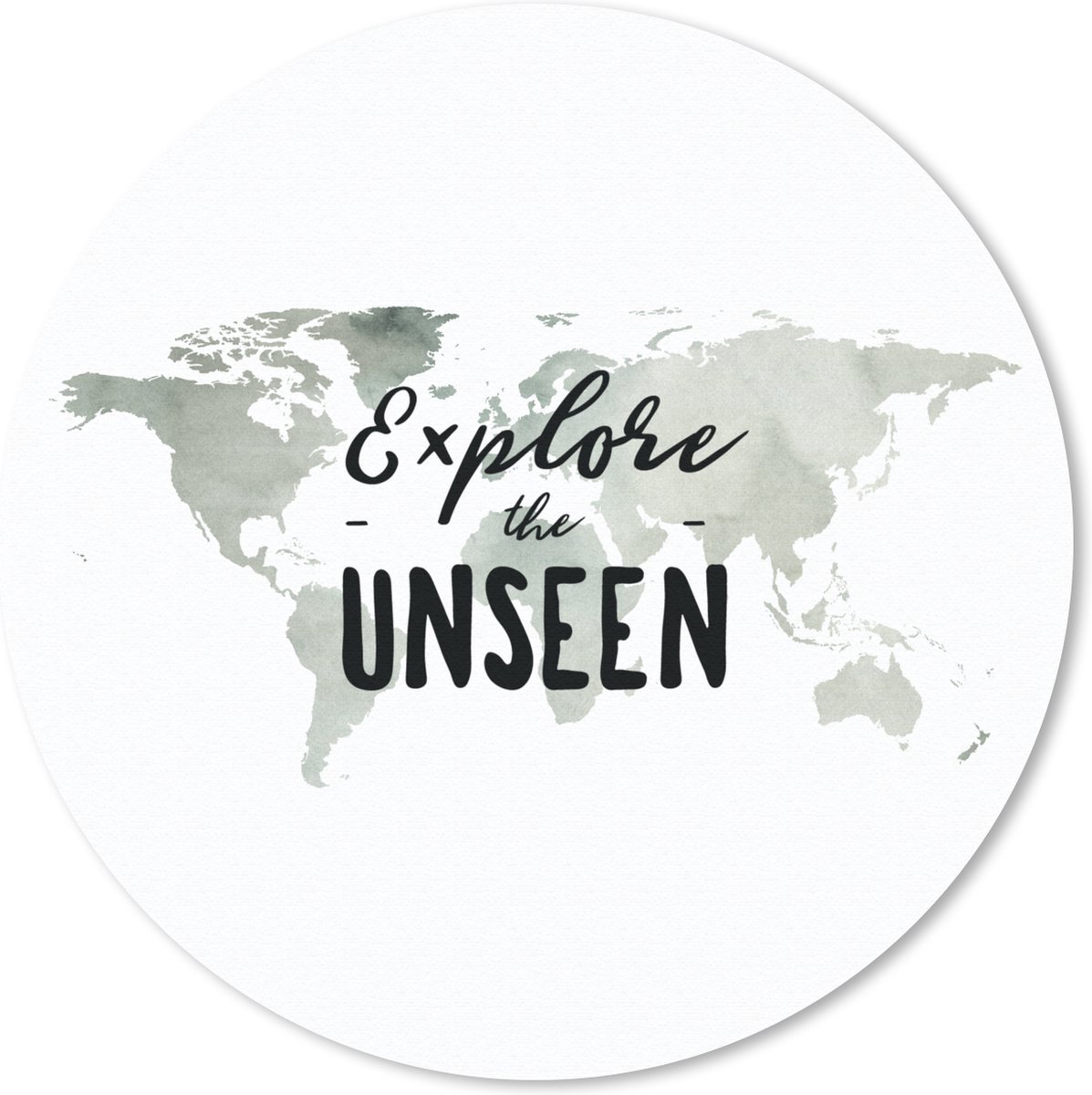 Muismat rond 30x30 cm - Mousepad Wereldkaart - Waterverf - Quote - Ronde muismatten