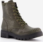 Blue Box dames croco veterboots - Groen - Maat 38