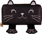 Portemonnee met kattenkop zwart- 19x10cm