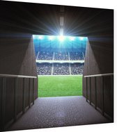 Voetbalstadion spelerstunnel - Foto op Dibond - 60 x 60 cm