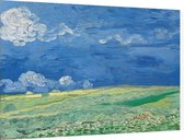 Korenveld onder onweerslucht, Vincent van Gogh - Foto op Dibond - 90 x 60 cm