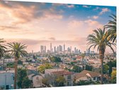 Prachtige zonsondergang bij skyline van Los Angeles - Foto op Dibond - 90 x 60 cm