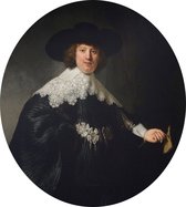 Portret van Marten Soolmans, Rembrandt van Rijn - Foto op Dibond - ⌀ 60 cm