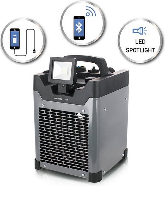 Emerio 1800W ECO Keramik Heizlüfter, zwei Leistungsstufen, energiesparender Betrieb durch PTC (Keramik) Heizelement, Thermostat, mit Sicherheitsschalter, Ventilator Funktion, FH-106145 Schwarz