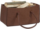houtmand vilt - opvouwbaar - 25 x 25 x 50 cm - opbergmand - bruin