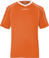 Masita | Sportshirt Heren & Dames Korte Mouw - Striker - Licht Elastisch Polyester Ademend Vocht Regulerend - ORANGE/WHITE - XXXL