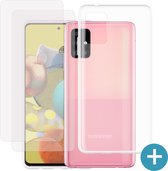 Samsung Galaxy A51 Hoesje + 2 Screenprotectors - Soft TPU - Flexibel hoesje - Transparant