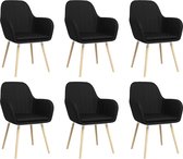 Medina Eetkamerstoelen met armleuningen 6 st stof zwart