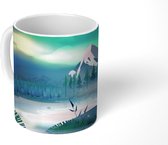 Mok - de Aurora Borealis in een winter's landschap - 350 ML - Beker