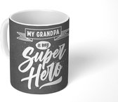 Mok - Koffiemok - Opa cadeau - Vaderdag - Quote - My grandpa is my superhero - Spreuken - Mokken - 350 ML - Beker - Koffiemokken - Theemok - Mok met tekst