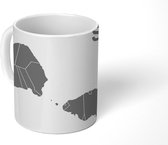 Mok - Samoa tekening kaart met vlag - zwart wit - 350 ML - Beker