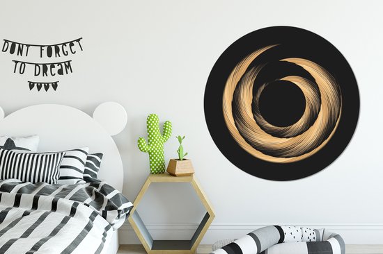Spirale dorée de coups de pinceau Assiette en plastique cercle mural - cm 140 cm - peinture ronde - impression photo sur cercle mural en plastique (forex) / cercle vivant / (décoration murale)