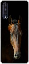 Geschikt voor Samsung Galaxy A50 hoesje - Paarden - Dieren - Bruin - Siliconen Telefoonhoesje