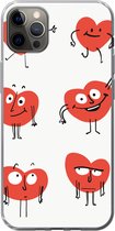 Geschikt voor iPhone 13 Pro Max hoesje - Een illustratie van negen hartjes met emoties - Siliconen Telefoonhoesje