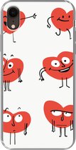 iPhone XR hoesje - Een illustratie van negen hartjes met emoties - Siliconen Telefoonhoesje
