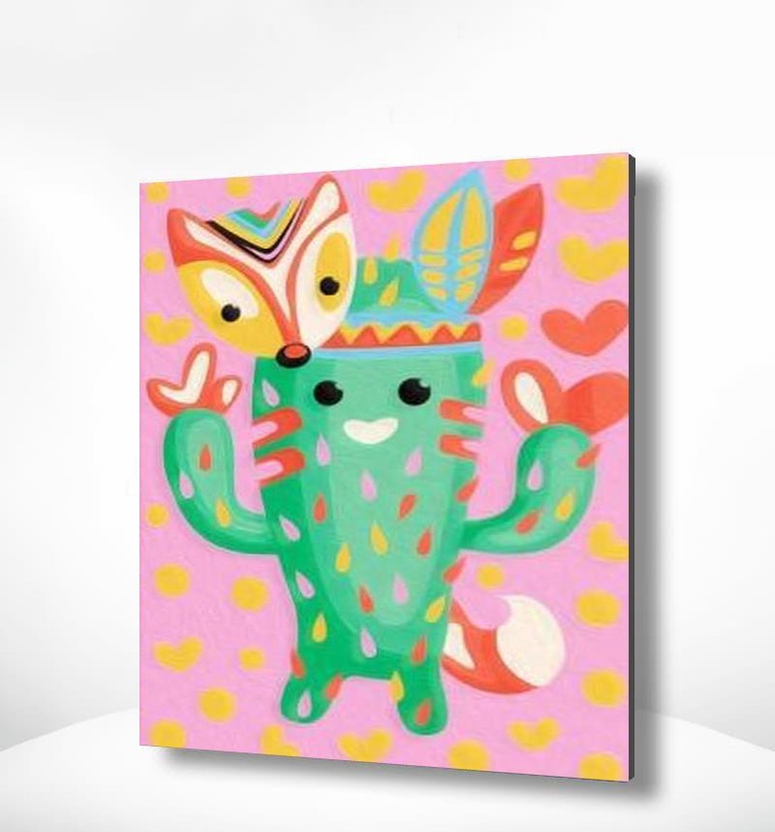 Painting Expert® Schilderen op nummer Volwassenen - Schilderen op nummer Kinderen - Vrolijke Cactus - 40x50cm - Exclusief Lijst (16 kleurtjes)