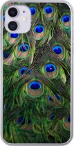 Geschikt voor iPhone 11 hoesje - Close-up van veren van een pauw - Siliconen Telefoonhoesje