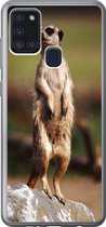 Geschikt voor Samsung Galaxy A21s hoesje - Stokstaartje - Dier - Wild - Siliconen Telefoonhoesje