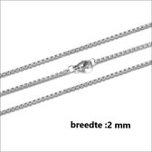 Jasseron ketting 55cm 2mm staal zilverkleurig heren dames