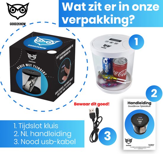 Good2know Telefoon Kluis met Tijdslot - Stoppen met Roken - Timer – Kluis - Opbergdoos - Kitchen Safe - Wit – meer Focus & Zelfdiscipline