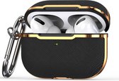 AirPods hoesjes van By Qubix AirPods Pro - AirPods Pro 2 hoesje - Hardcase - Plated series - Zwart + Goud Airpods Pro Case Hoesje voor Airpods pro