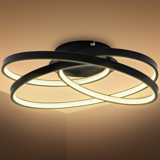 B.K.Licht - Plafondlamp LED Ringen - zwart - l: 39cm - 3.000 K - 35W