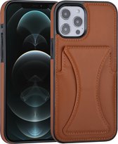 Bruin hoesje voor iPhone 12 Pro Max - Back Cover - Pasjeshouder - Multifunctionele Handstrap