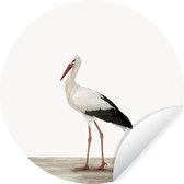 WallCircle - Stickers muraux - Cercle de papier peint - Animaux - Cigogne - Wit - 50x50 cm - Cercle mural - Autocollant - Autocollant de papier peint rond