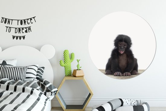 Cercle mural - Aluminium - Animaux - Chimpanzé - Bébé - ⌀ 140 cm