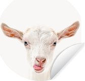 WallCircle - Stickers muraux - Cercle Papier Peint - Animaux - Chèvre - Wit - 50x50 cm - Cercle Mural - Auto Adhésif - Autocollant Rond Papier Peint