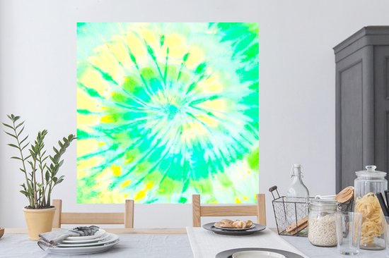 Stickers Stickers muraux - Été - Tie dye - Jaune - 120x120 cm - Feuille adhésive XXL